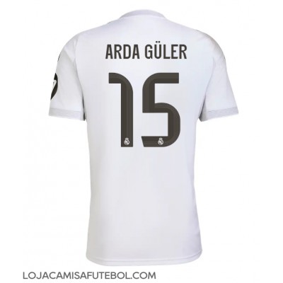 Camisa de Futebol Real Madrid Arda Guler #15 Equipamento Principal 2025-26 Manga Curta Camisa de Futebol Real Madrid Arda Guler #15 Equipamento Principal 2025-26 Manga Curta